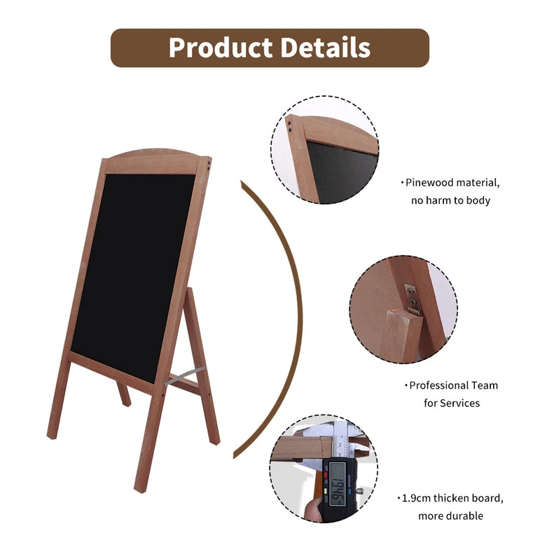 Wooden A-Frame Sign Freestanding Message Chalkboard Sidewalk Blackboard