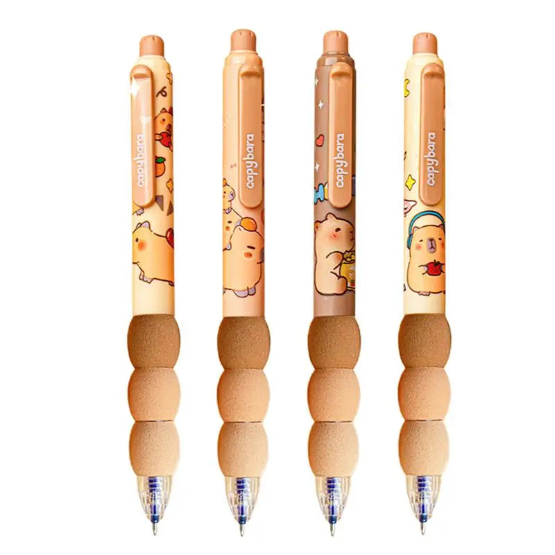 4pcs Cartoon Capybara Gel Pen Set Retractable Erasable Pens 0.5mm Blue Ink Smooth Writing School Pen Office School Supplies