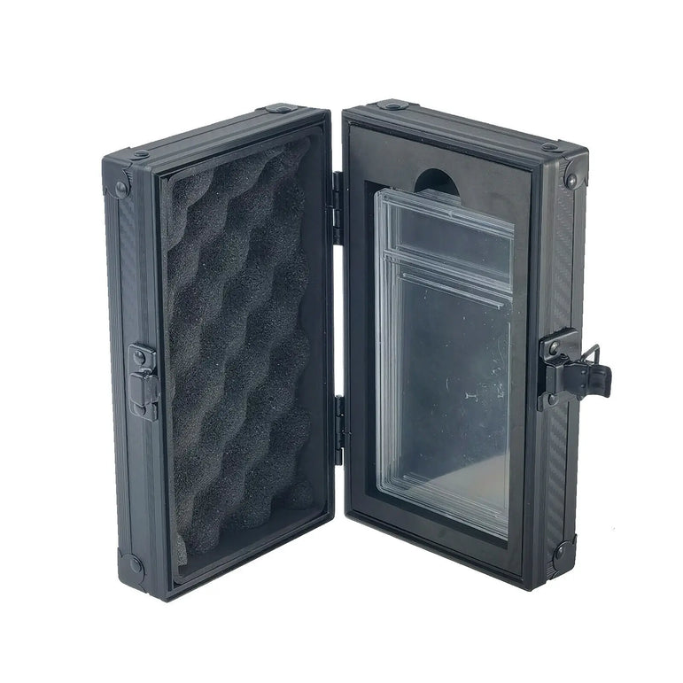 Carbon Fiber Pattern Trading Card Storage Case with Removable Dividers for PSA/BGS/CGC Graded Sports Slab Holder Box Organizer