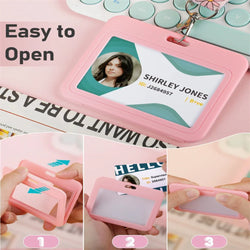 New Transparent Work Card Badge Holder Office Staff Employees ID Card Clear Pass Name Work Card Cover Case Sleeve with Lanyard