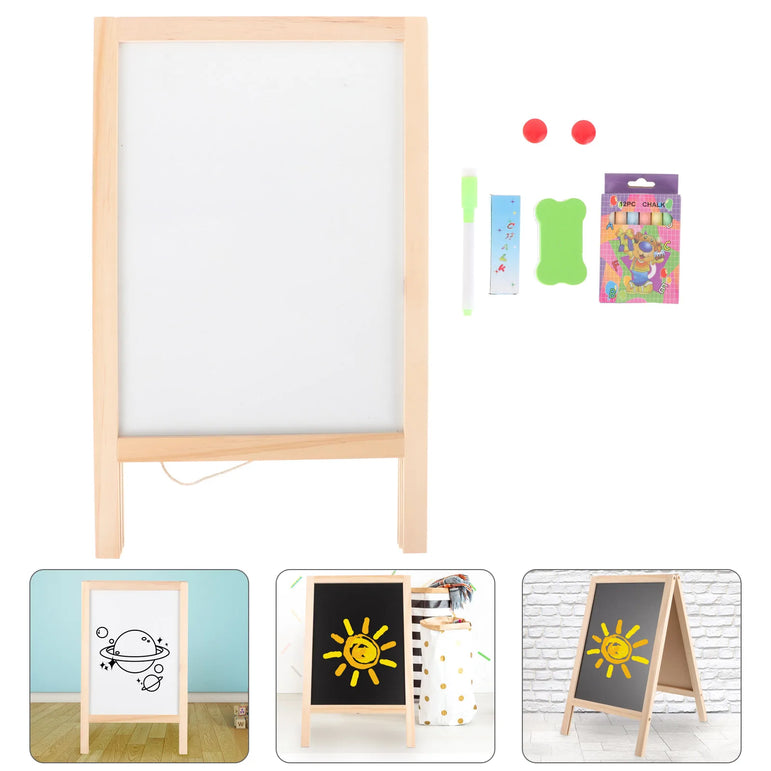 Set Double Sided Whiteboard Chalkboard Kids Sign Signs Easel Writing Stand Board Erasable Standing Wedding Table Message Student