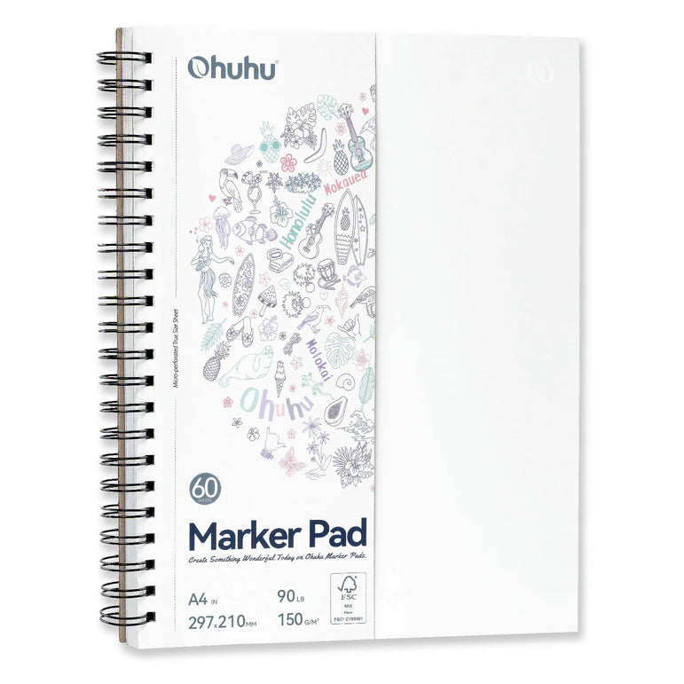 Ohuhu Double Sided Marker Pads Art Sketchbook Bleedproof Spiral Bound Sketching Book for Alcohol Markers Drawing Notebook School