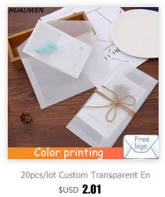 20PCS/Lot Semi-transparent Sulfuric Acid Paper Envelopes For DIY Postcard Card Storage Wedding Invitation Gift Packing