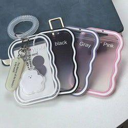 Transparent Card Holder Student Bus Campus Meal Card, 3-inch Polaroid Card Holder, Spring Pendant Keychain