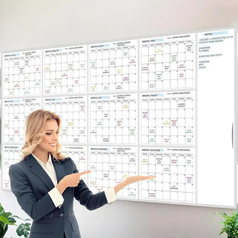Erasable Large Wall Planner Calendar Erasable Yearly Planner Calendar Reusable Blank Whiteboard Yearly Calendar For Holidays