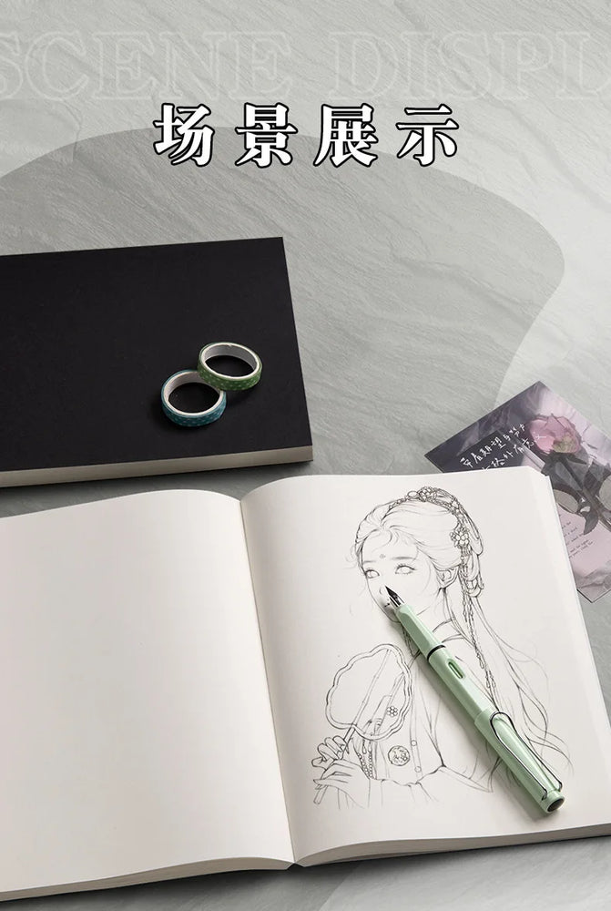 128 Sheets 256 Page Number  Black Card  Notebook Notepad Student Square Blank Drawing Notebook
