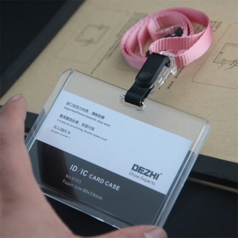 ID Card Holder Keychain Desk Accessories Photocard Holder Business Card Holder Stationery Organizer Clip Holder Office Supplies