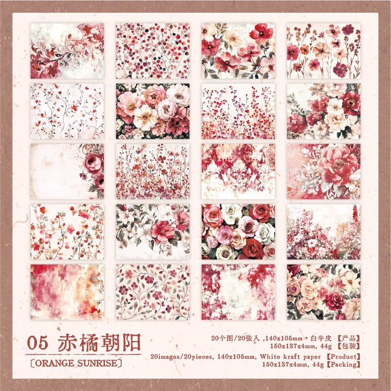 20pcs/lot Memo Pads Material Paper Renaissance Illustrated Scrolls Junk Journal diary Scrapbooking  Background Decoration Paper