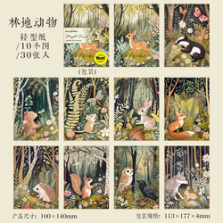 30pcs/lot Memo Pads Material Paper Night Forest Junk Journal Scrapbooking Cards Retro Background Decoration Paper