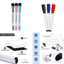 A4/A3 Magnetic Whiteboard Dry Erase White Board Markers Office Home Erasable Flexible Refrigerator Magnet Memo Message Board