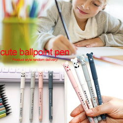 4pcs Cartoon Animals Erasable Gel Pen 0.35mm Refill Rods Kawaii Panda Pig Cat Ballpoint Pen Washable Handle For School Supplies