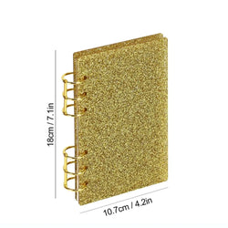 A6 Acrylic Loose-leaf Notebook Cover Glitter Transparent Binder Notebook Shell DIY Scrapbook Cover Office Stationery Supplies