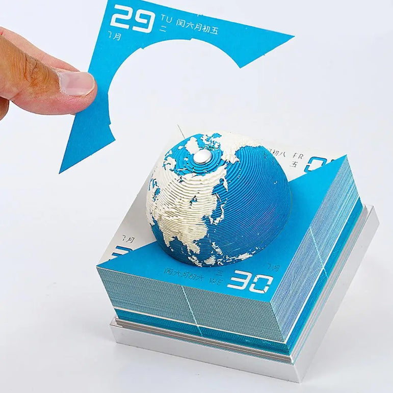 3D Earth Memo Pad Calendar 2025 Tear Away Calendar Desk Calendar Time Piece Sticky Notes Calendar Paper Carving Art Decor