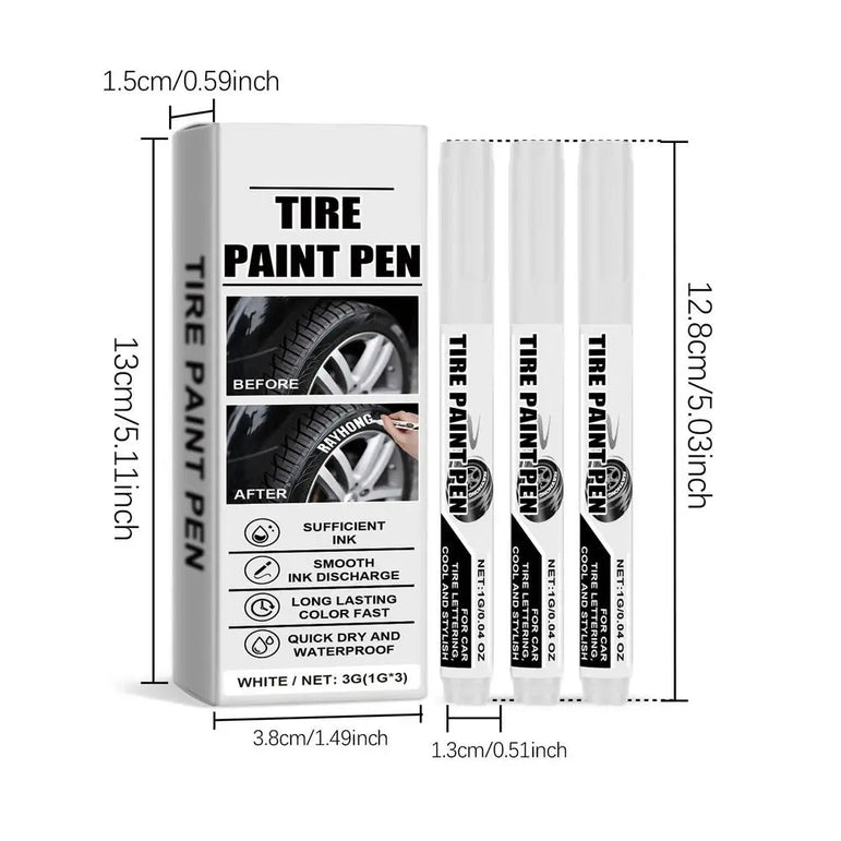 Tire Paint Pen 3X White Tire Marker Pens Marking Pens Oil Based Marker Pen Quick Dry Permanent Markers For Tire Rubber Wood