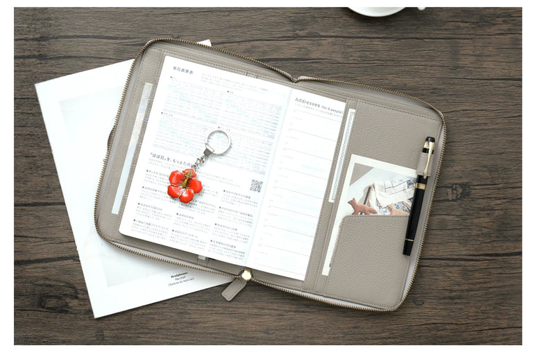 Moterm Genuine Pebbled Grain Leather A5 Zip Cover with Top Pocket Cowhide Planner Zipper Notebook Organizer Agenda Journal Diary