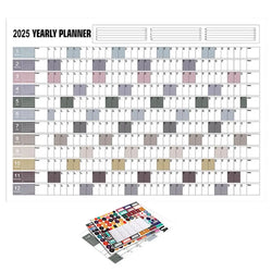 Yearly Planner 2025 Annual Year Wall Calendar with Stickers Horizontal Thick Paper Poster Calendar Schedule Organizer Planner