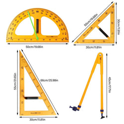Large Triangular Ruler Professional Math Geometry Multifunction Compass Multi-Size Angle Protractor Teacher