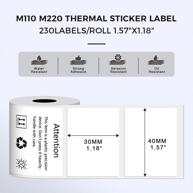 40x30mm High-Gloss Thermal Labels - Waterproof Self-Adhesive Stickers for Office/Retail/Packaging
