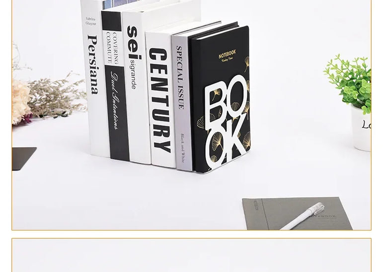 1Pcs Bookend Book Stand Support Sample Bookend Iron Desktop Art Non Slip Rack Shelf Holder School Stationery Office Accessories