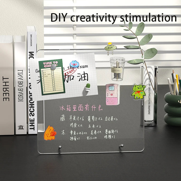 Desktop message board Acrylic transparent notepad Office memo board can be written home memo board magnetic desktop board