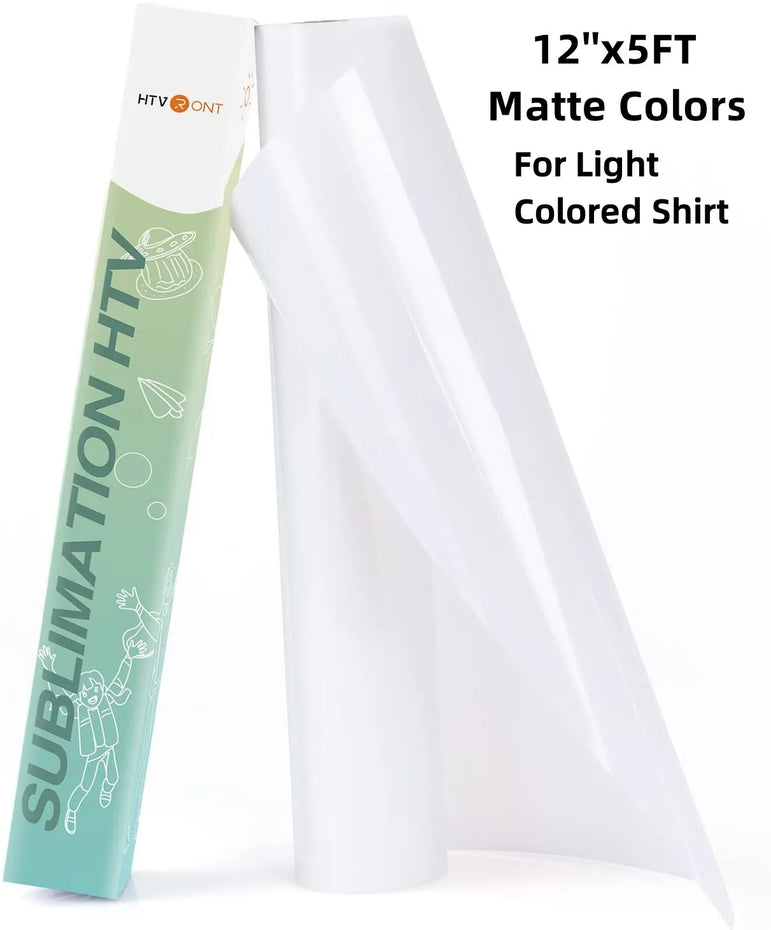 HTVRONT 12"X5FT Sublimation HTV Vinyl for Dark/Light Colored Shirts Dye Sub Heat Transfer Vinyl for Sublimation Cotton Fabric