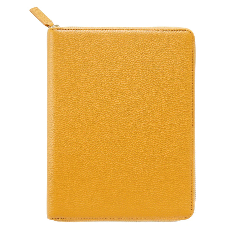 Moterm Genuine Pebbled Grain Leather A5 Zip Cover with Top Pocket Cowhide Planner Zipper Notebook Organizer Agenda Journal Diary