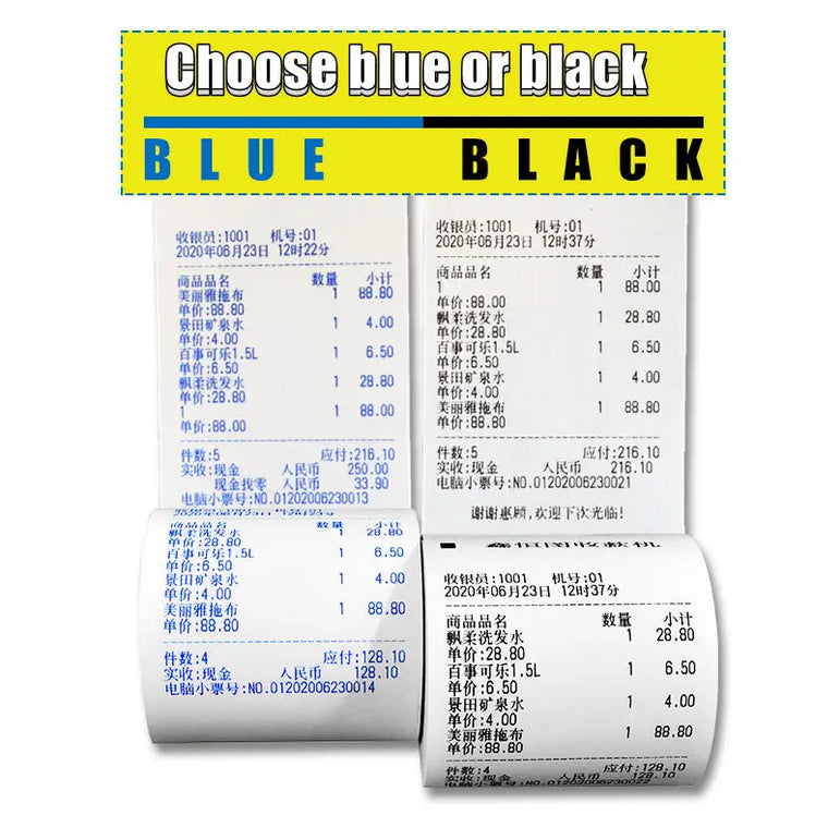 Thermal Paper 57x30mm POS Printer Blue Font 10 Rolls Mini Mobile Bluetooth Cash Register Roll Paper Bill Receipt Printing Paper