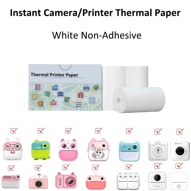 Self-Adhesive Instant Camera Print Refill Paper- Photo Printer Thermal Paper Rolls Instant Print Camera Refill Paper,57x30mm