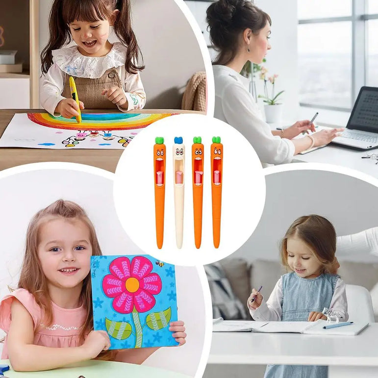 Carrot Gel Pen 4x Funny Screaming Carrot Journaling Writing Pen Creative School Drawing Tool Study Stationery Supplies For