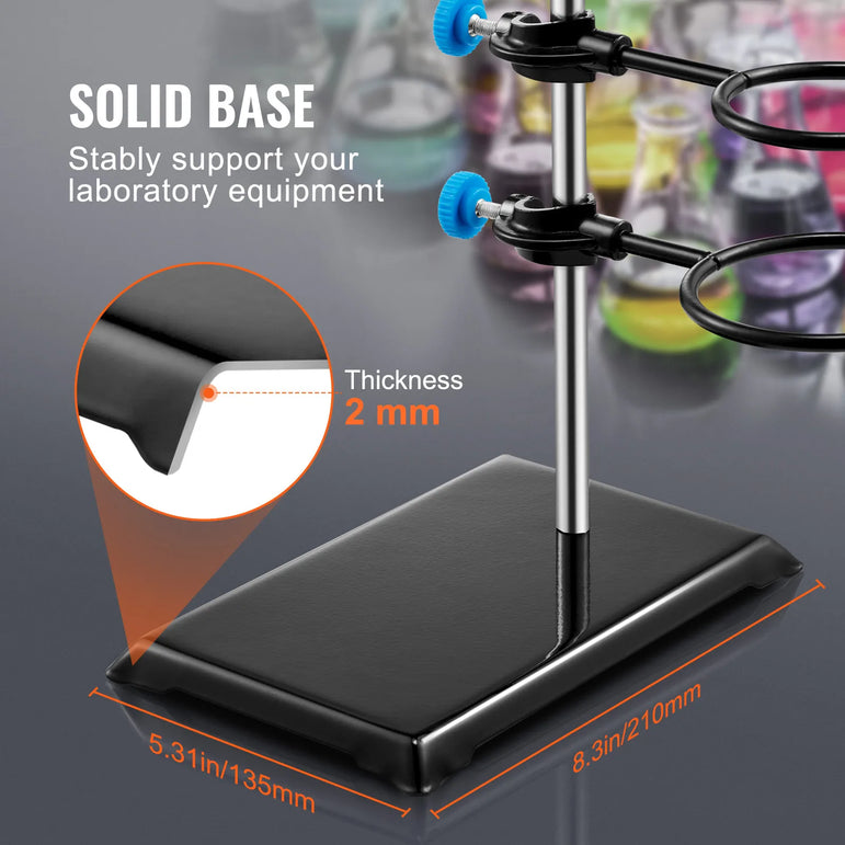 SucceBuy Lab Stand Support Laboratory Retort Support Stand Set Steel Lab Stand 23.6" Rod and 8.3" x 5.3" Cast Iron Base w/ Clamp