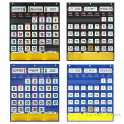 Calendar Pocket Chart for Kindergarten School Classroom with 89 Cards Monthly Calendar Pocket Chart for Kids Learning