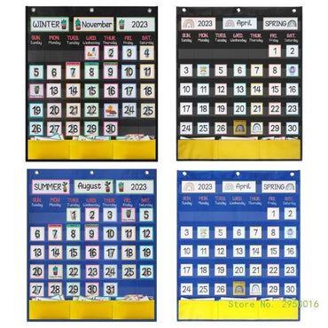 Calendar Pocket Chart for Kindergarten School Classroom with 89 Cards Monthly Calendar Pocket Chart for Kids Learning