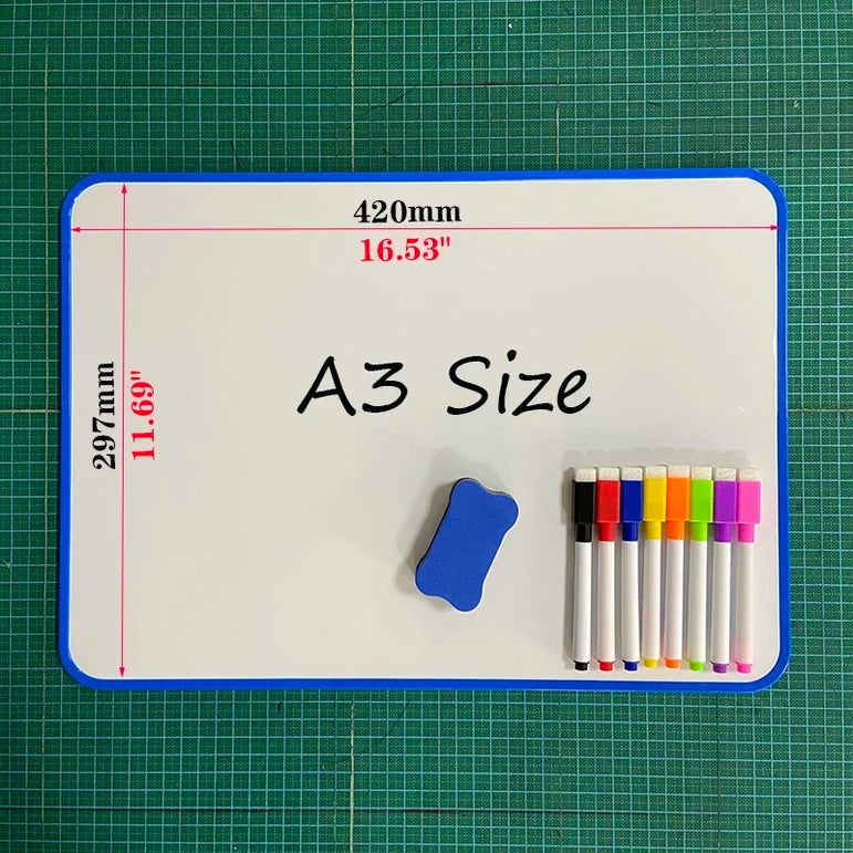 A3 Size Double-Sided Dry Erase Whiteboard Writing Drawing Painting Graffiti Family School Office Bulletin Board Message Board