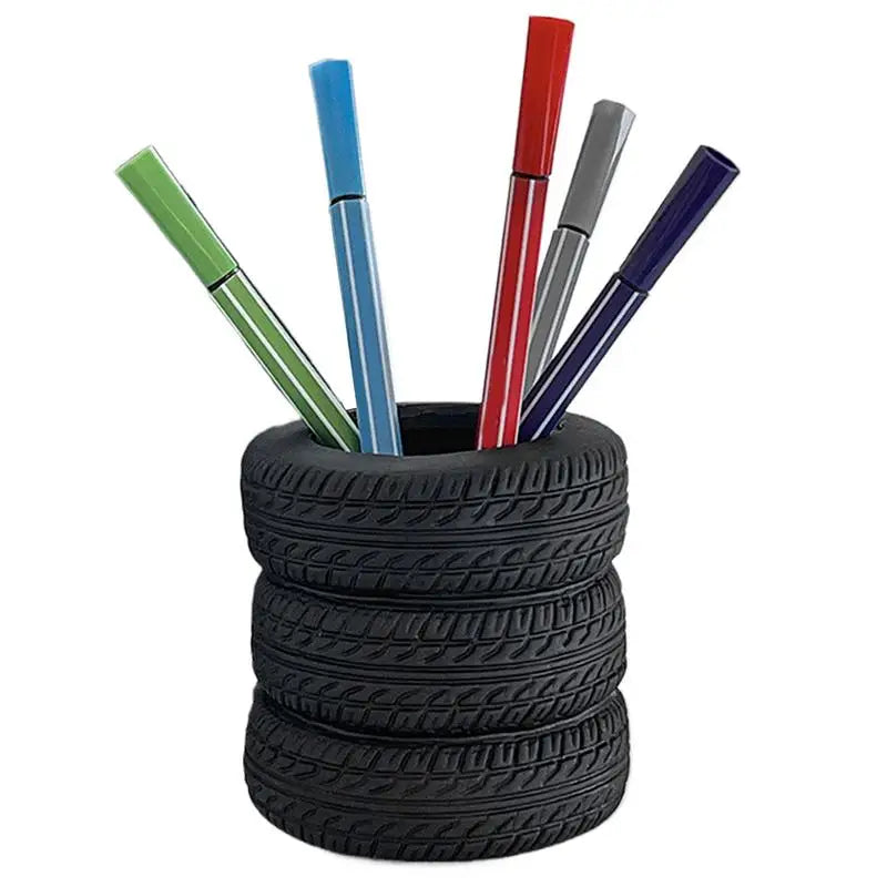 Desk Pencil Holder Organizer Tire-Shaped Desk Pen Holder Makeup Brush Holder Pen Pencil Holder Decorative Pencil Storage