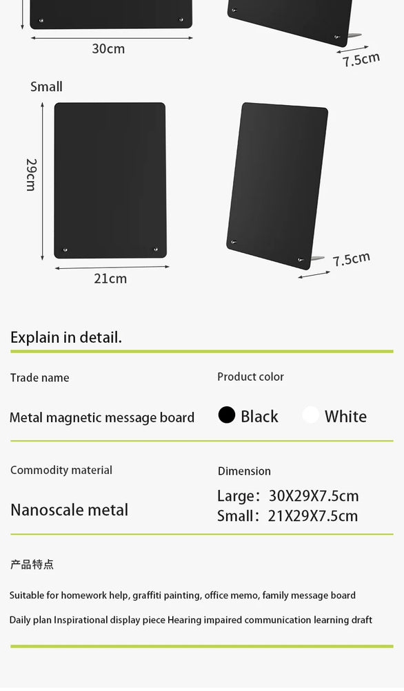 Magnetic Bulletin Board with Stand Magnetic Board for Tabletop with Magnetic Clamp Metal Board for Magnets Display