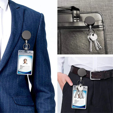 1Pcs Retractable Metal Wire Badge Reel Recoil Chain Clip Nurses Students Doctors Name Badge Holder Landyard Keychain Key Ring