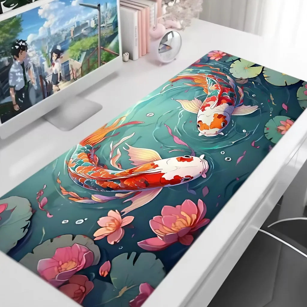 Carp pattern large mouse pad high-definition printing desk pad anti slip rubber base game accessories - e-sports office home