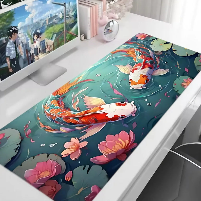 Carp pattern large mouse pad high-definition printing desk pad anti slip rubber base game accessories - e-sports office home