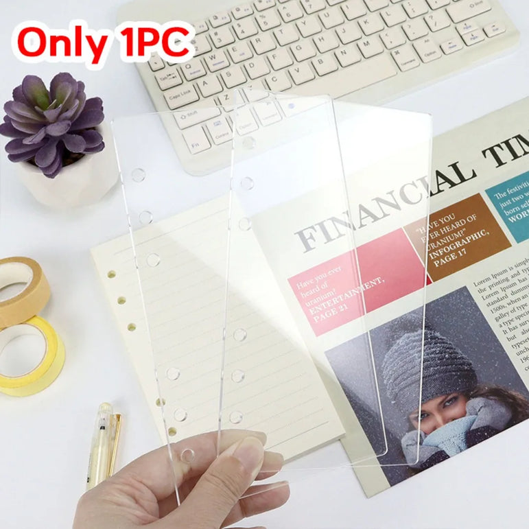 A6 Acrylic Loose-leaf Notebook Cover Glitter Transparent Binder Notebook Shell DIY Scrapbook Cover Office Stationery Supplies