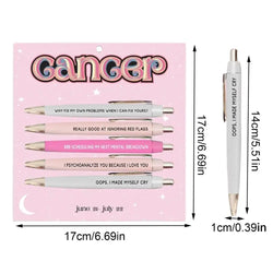 Funny Adult Pens Retractable Ballpoint Pen 5pcs Cute Constellation Pattern Pen Set Stationery Supplies For Homes Classrooms
