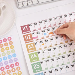 1 pc 2025 Colorful Large Size Paper Wall Calendar With Stickers And Tapes 365 Days Calendar Of The Year Planner Memo Schedules