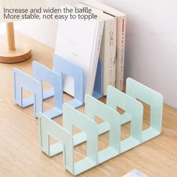 4 Grid Bookends Stand Bookshelf Desktop Decor Storage Rack Bookend Book Holder School Stationery Office Desktop File Organizer