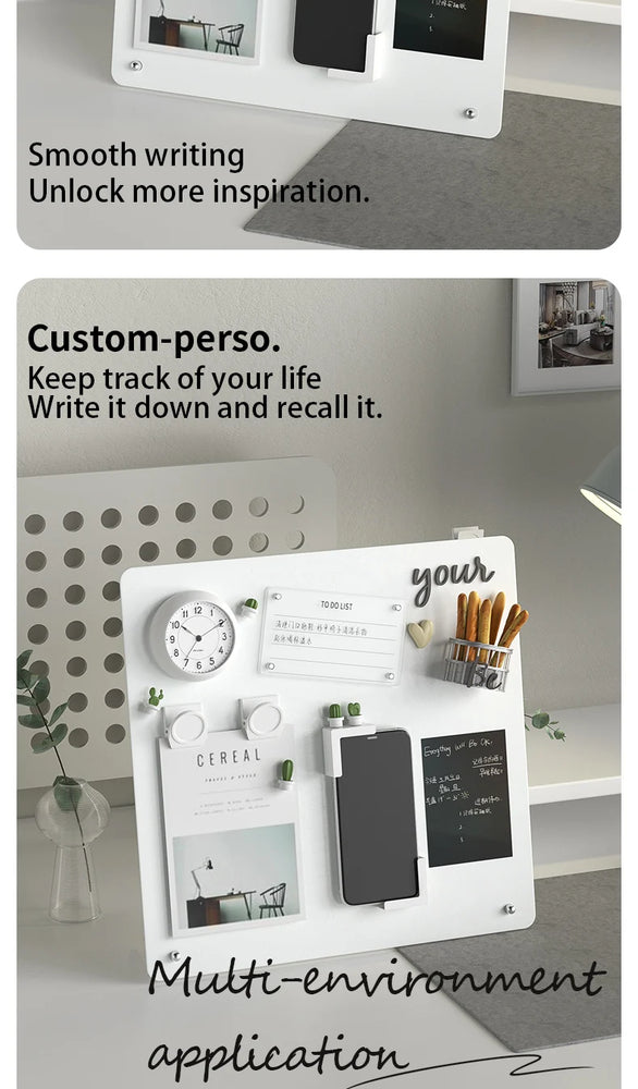 Magnetic Bulletin Board with Stand Magnetic Board for Tabletop with Magnetic Clamp Metal Board for Magnets Display