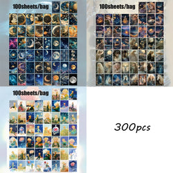 300pcs/bag double share pack cardstock fantasy museum series material book DIY handbook card diary notebook decorative material