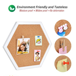 White Wood Frame Cork Board Equilateral Hexagon Pin Boards Decorative Postcard Wall Bulletin Board Innovative Message Boards