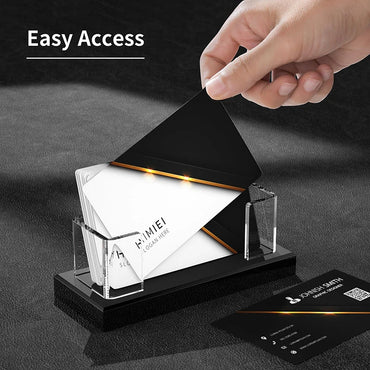 Transparent Acrylic Business Card Holder, Office Business Card Display Stand, 30-40 Business Cards Card Holder For Desk