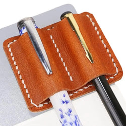 Pencil Holder For Notebook Pen Pencil Holder Double Pen Clip Vintage PU Traveling Notebook Pen Holder Anti Lost Pen Organizer