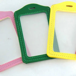 2023 1PC Colorful No zipper Badge Card Set Double-Sided Transparent PU Imitation Leather Credit Card Holder Work Supplies