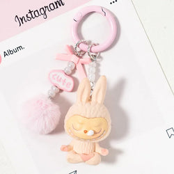 Labab Flocking Plush Toys Keychains Pendants Cute and Adorable Mobile Phone Chains Bags Pendants Couple's Small Gifts