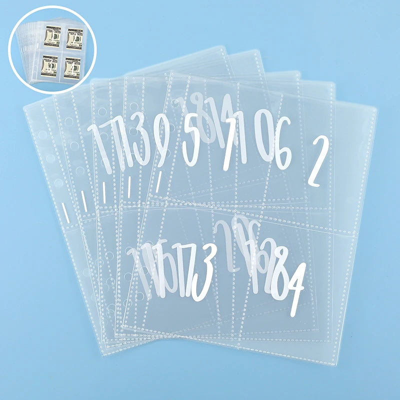 25 Sheets Of 100 Envelopes Save Money Challenge Pre-marked 1-100 Money Bag Cash Filler A5 Ring Adhesive Insertion Replacement